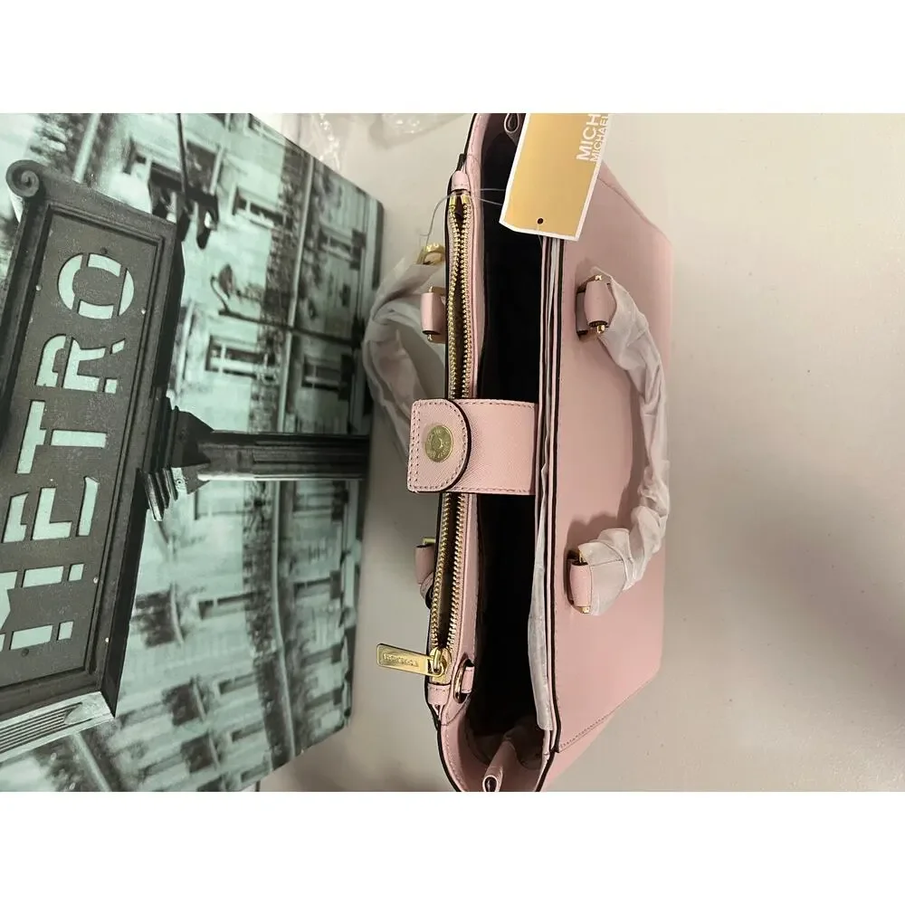 Michael Kors Kellen Pink Saffiano Leather Satchel 35H7GSOT2L Crossbody Bag